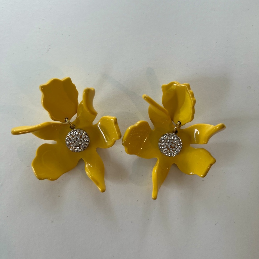 Authentic Yellow Lele Sadoughi Small Crystal Earrings
